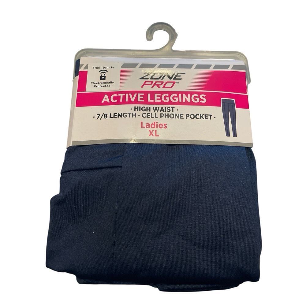 Ladies ZONE PRO ACTIVE LEGGINGS 7/8 , High Waist, Cell Pocket Navy XL